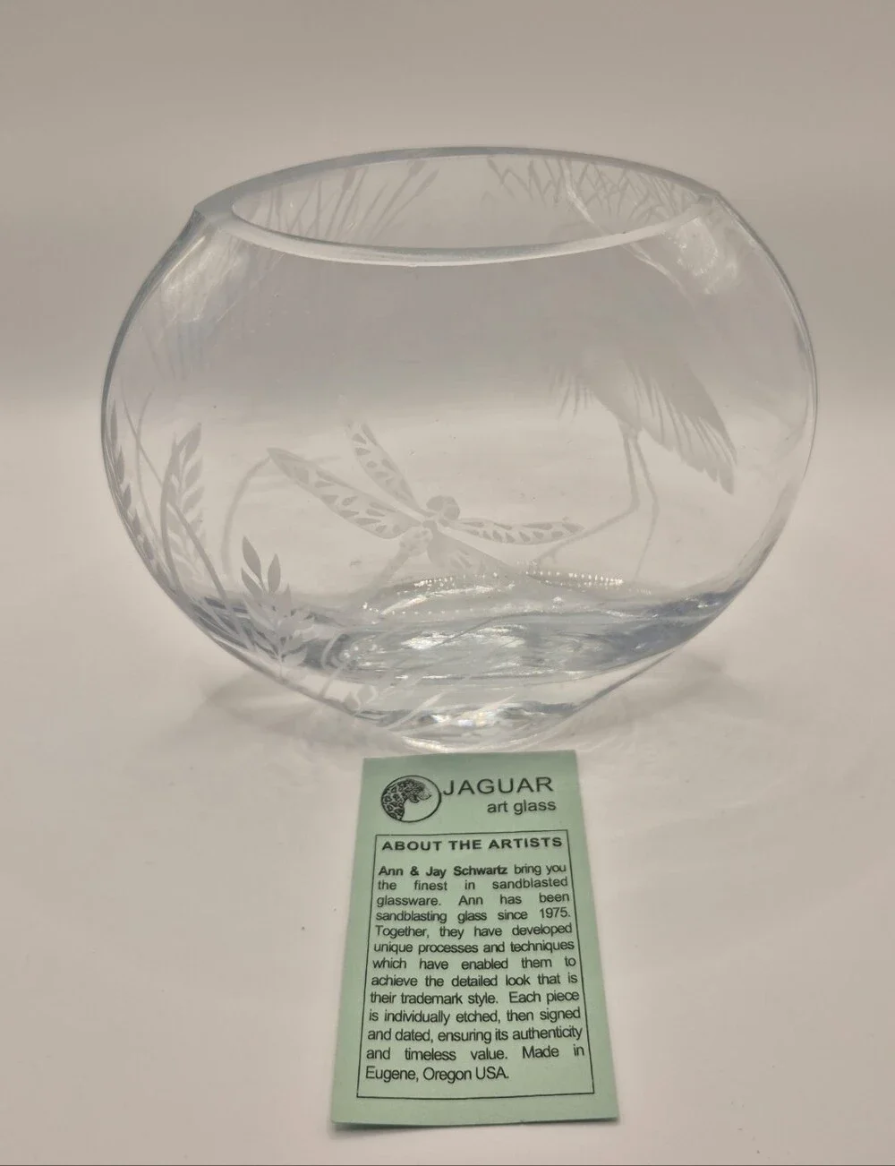 Etched Heron Glass Bowl - Clear